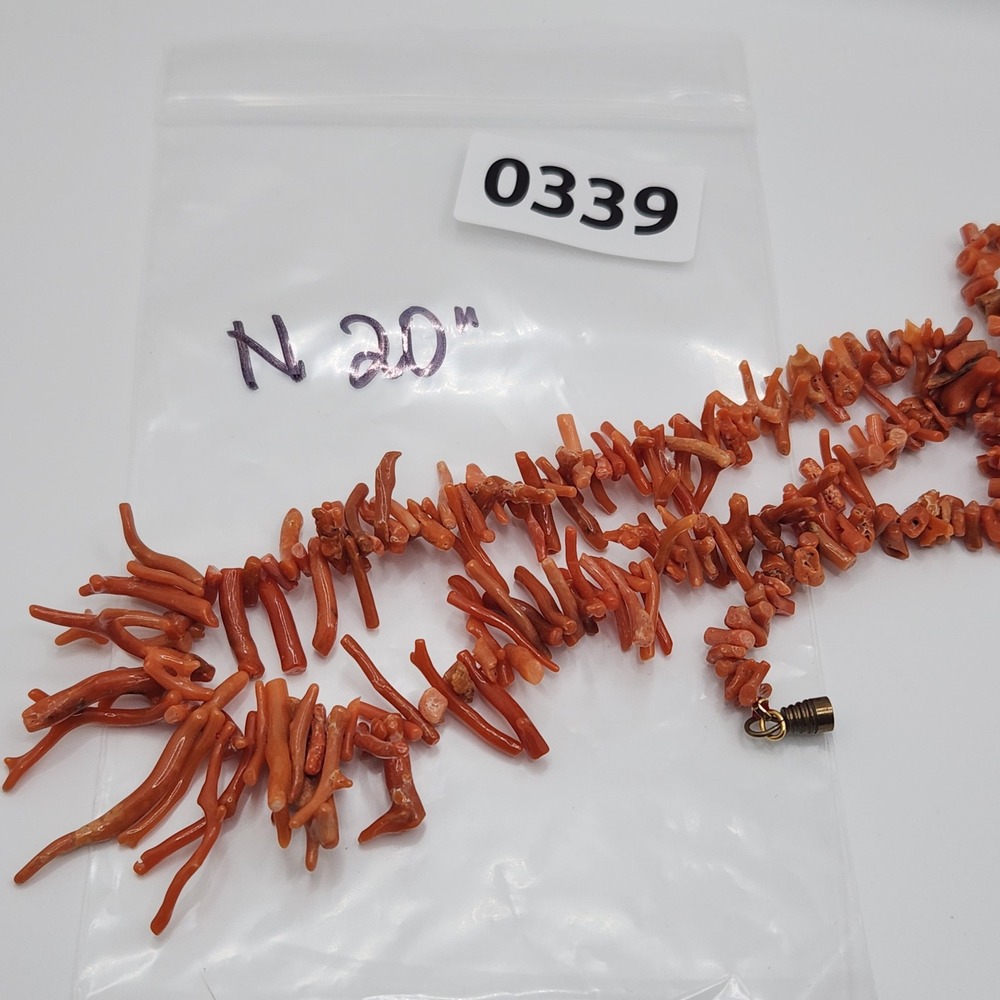 Vintage Natural Branch Coral Necklace Salmon Orange Statement 20 Inch Fringe - Picture 6 of 7